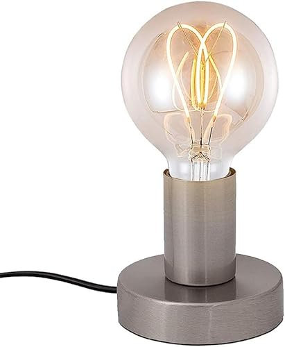 Mengjay Persönlichkeit Eisen Tischleuchte Modern Einfache Tischlampe Schlafzimmer Nachttischlampe Schreibtischlampe mit E27 Lampenfassung Lampe mit Schalter für Wohnzimmer Schlafzimmer Büro (Silver)