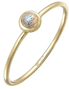 Elli Ring Damen Solitär Schlicht mit Labradorit in 375 Gelbgold