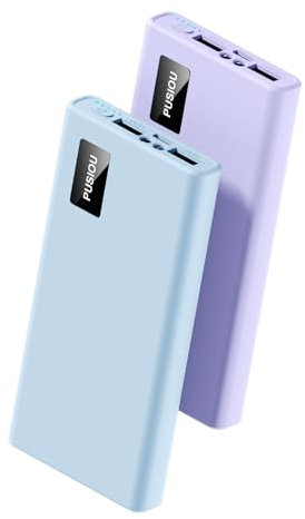 【2 Pack】Power Bank Portable Charger 10000mAh Battery Pack Charger Camping External Backup Charge with 2 Outputs 1 Input LED Flashlight Compatible with smartphone,Tablets and More (Blue)