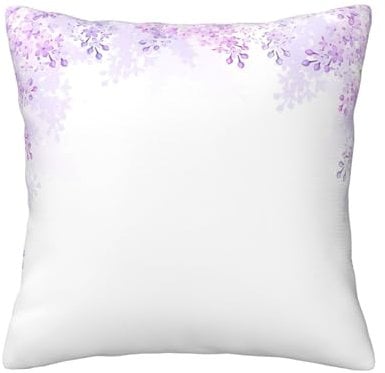 TRUKD Throw Pillow Covers,Framing Lilac Flowers In Blossom Cushion Covers Square,16x16 For Outdoor Patio Garden Sofa Farmhouse