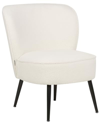 Beliani Bequemer Sessel aus Bouclé Stoff weiß/schwarz Voss