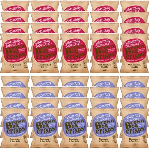Brown Bag Oak Smoked Chilli Crisps and Rosemary & Sea Salt Crisps (2 boxes)