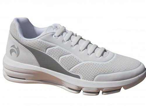 Henselite HM75 NO TIE Men's Lawn Bowling Shoes (White and Grey, UK Footwear Size System, Adult, Men, Numeric, Medium, 9)