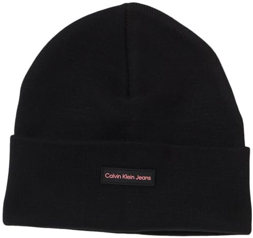 Calvin Klein Jeans Damen INST PATCH BEANIE K60K612322, Black (Black/Dusty Rose), OS
