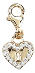 Depesche 11785-101 Charms Express yourself - Anhänger für Halsketten und Armband, Herz-Schloss, vergoldet, als kleines Geschenk