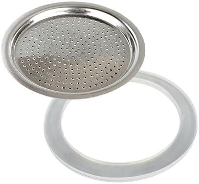 Milu Ersatzfilter für Espressomaschine Edelstahl 2, 4, 6, 9 Tassen - Ersatzteil - Filter inkl. Reduziersieb + Dichtung (6 Tassen (300ml))