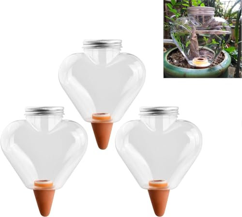 3 Pcs Riego Plantas Vacaciones 500ml, Goteros de Riego Automático de Plástico con Cono de Goteo, Autorriego Globos Bolas de Riego, Dispensadores de Agua para Macetas Flores Exterior Interior (A)