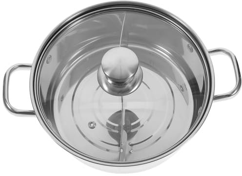 RORPOIR 304 Edelstahl Suppentopf mit Trennwand und Deckel Doppelseitiger Hot Pot Induktionsgeeignet Gleichmäßige Wärmeverteilung für Vielseitige Kochanwendungen