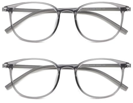 IEYELUUK Anti Blaue Lesebrille Farblos Rund für Damen, Computer Lesehilfe Blaulichtfilter mit HD-Gläsern, Entspiegelt Dioptrien +1.0