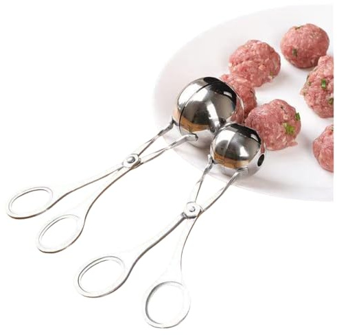 PengLAI Lot de 2 pinces à boulettes de viande en acier inoxydable avec poignées antidérapantes, pelle à gâteau et pâte à biscuits pour cuisine