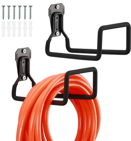 Mayouko 2PCS Garden Hose Holder Wall Mount, Metal Water Hose Hanger Reel Hose, Water Pipe Tube Hooks Rack Holders for Outside Yard, Heavy Duty Hose Hanger for Water Hose Storage