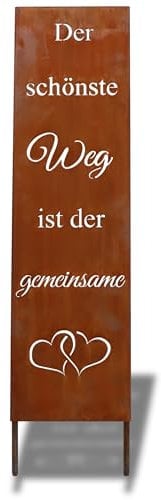 Rostikal Gartenschild 55 cm – Romantisches Edelrost Spruchschild zum Stecken gemeinsamer Weg für Garten, Terrasse, Balkon – Perfekte Deko für Hochzeiten und Jubiläen