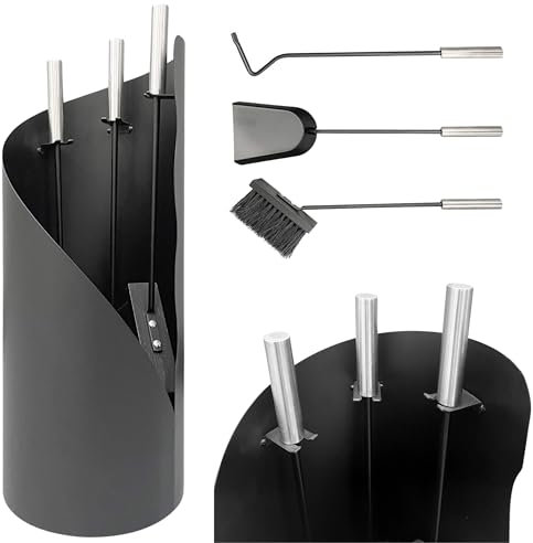 DanDiBo Kaminbesteck Schwarz Modern 4 Teilig Set 96571 Kaminset Kamingarnitur Ofenbesteck