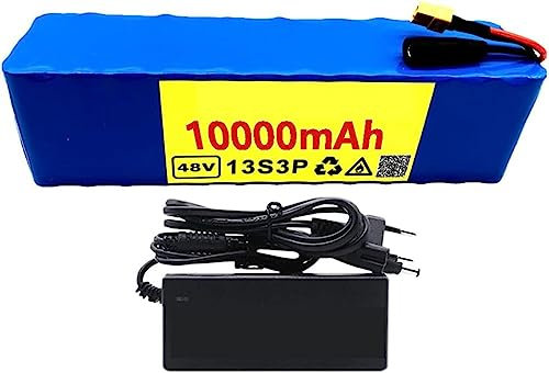 48V 10AH E-Bike Akku Lithium-Ionen Mit Ladegerät 13S3P 10000Mah Wiederaufladbar Elektrofahrrad Batterie Für 100W-500W Skateboard-Elektrofahrrad-Roller Hochleistungsakku 48V 10AH,T