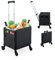 Relaxdays Carrito de Compra Plegable, Carro con Ruedas Giratorias, para 35 kg, Caja con Mango Telescópico y Tapa, Negro, Hierro, 101 x 43 x 44 cm