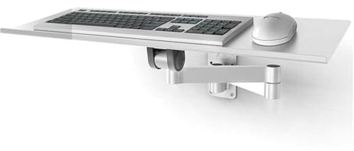 Adjustable Height Swivel Tilt Keyboard Tray - Wall-Mounted Metal Aluminum Shelf for Ergonomic Comfort