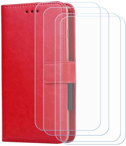 BMPNLSZ Cover Flip per Brondi Amico Vero 4G + [4 Pezzi] Vetro Temperato, HD Pellicola proteggi schermo - Pieghevole Portafoglio Custodia in pelle Borsa Slot Copertura (5,7) - Marrone-XHDSXT