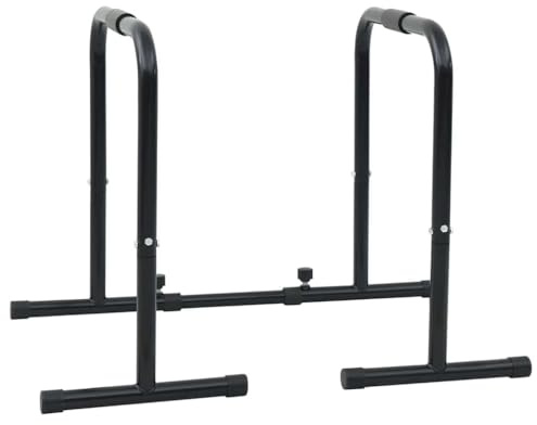 vidaXL Dip-Stange Schwarz 116 x 66 x 74,5 cm Pulverbeschichteter Stahl, Home-Gym, Verstellbares Fitnessgerät, Modernes Stahl-Trainingsgerät, Rechteckig, Langlebige Dip-Bar für Krafttraining
