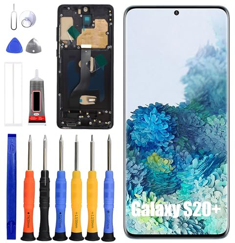 ERYNK-N LCD Display Für Samsung Galaxy S20+ / S20 Plus SM-G985[mit Rahmen] [6.7 Zoll] LCD Display Touch Screen Digitizer with Werkzeugsatz