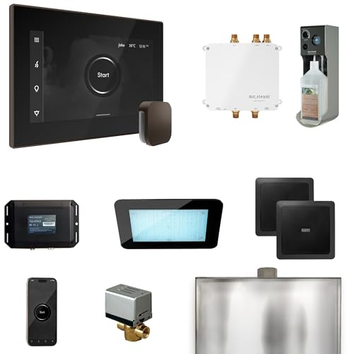 Mr Steam Bliss Steam Shower Ctrl Pkg w/iSteamX Control and Steamhead in Black OilRubBronze