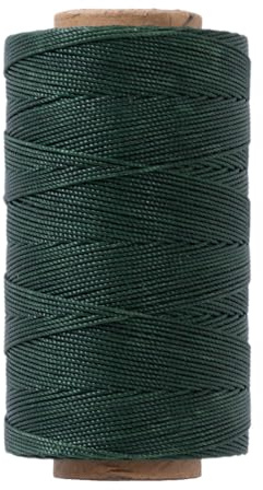 KIVISIN Heavy Duty Round Waxed Thread 0.8mm, 218 Yards, Dark Green, Bonded Thick Polyester Wax Coated Cord for Leather Sewing, Upholstery, Whipping Twine, Basket Weaving and Macrame Making