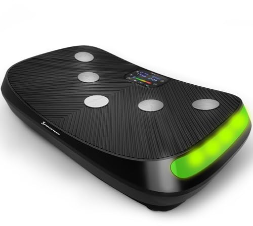 Sportstech 4D Vibrationsplatte für Zuhause, VP400 und sVibe, Deutsche Qualitätsmarke, Smart LED, Trainingsbänder und Ropes (VP400)
