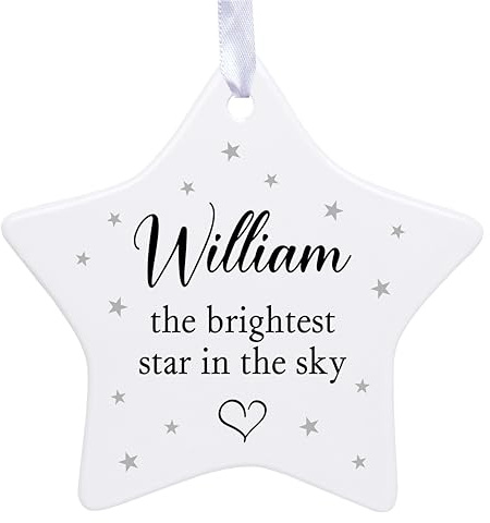 Personalised Ceramic Decoration Gift | The Brightest Star Hanging Ornament with Lost Loved One's Name