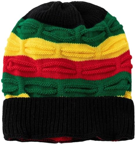 HiyyFloy Unisex Jamaica Reggae Cap Rasta Beanie Strickmütze Bunte Beanie Mütze Mehrfarbige Baggie Beanie Skullies Gorro Rasta Cap