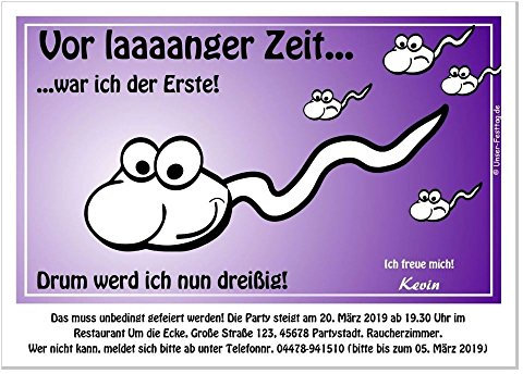 20 lustige Einladungskarten zum Geburtstag Erwachsene, Mann Frau - für jedes Alter Wunschalter 30 40 50 - Größe 17 x 12 cm
