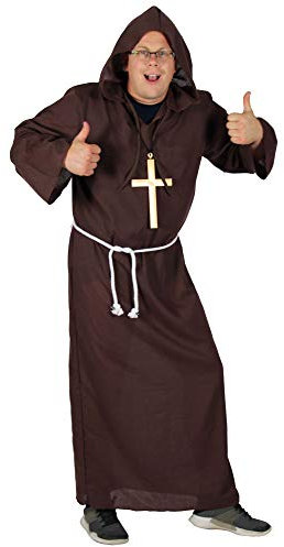 Foxxeo Deluxe Mönch Kostüm für Herren braun Mönche Tunika Kutte Kirche Größe M