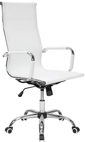 Cashoffice - Silla de Oficina XL Acabado Rejilla, Silla de Escritorio Giratoria y Regulable en Altura (Blanco)