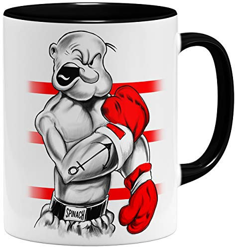 OM3® Kult Seemann Kaffee-Tasse | Keramik Becher | 11oz 325ml | Beidseitig Bedruckt | Schwarz