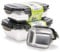 Juego de recipientes de acero inoxidable para alimentos, recipientes grandes para ensaladas, con tapa, para cocina, pícnic, oficina, aptos para lavavajillas, luz y portátil (350 ml/850 ml/1800 ml)