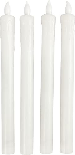 Creative 52365 LED-Kerze, 24,5 cm hoch, 20 mm Durchmesser, Weiß, 4 Stück