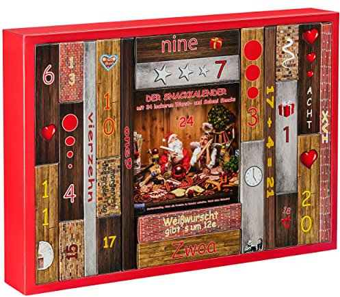 Wurst Adventskalender 2025 – 24 x herzhafte Salami Snacks (1.368 g) | Geschenkidee Weihnachten für Männer & Feinschmecker | Alternative zu Schokolade, inkl. Wurst-Kabeltrommel
