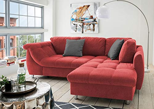 Beauty.Scouts Ecksofa Camille rot 250 x 190 x 84 cm (B/H/T) Wellenunterfederung inkl. Zierkissen Sofa Wohnsofa Wohnzimmersofa Wohnzimmercouch Couch Wohncouch