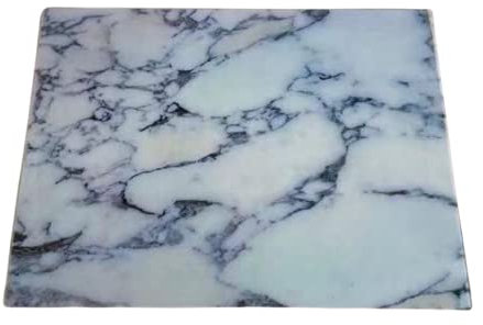 Acense Tempered Glass Worktop Saver, Toughened Glass, Smooth Edges, Rounded Corners, Chopping Board, Non-Slip Rubber Feet, Multi-Purpose, Stain-Resistant 40 x 30 cm (White Marble Effect)