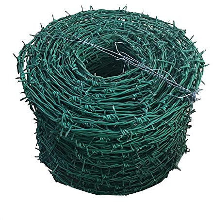 LSXIAO Giardino Rotolo di Filo Spinato, Filo Animale Recinzione, Verde Rivestimento in PVC Zincato Fil di Ferro Sicurezza del Bestiame per I Cortili, Frutteto, Azienda Agricola