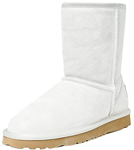 Shenduo Donna Stivali Corti da Neve Impermeabile, Stivali a Metà Polpaccio Invernali D5125 Bianco 38EU