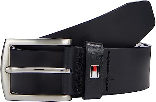 Tommy Hilfiger Herren Gürtel New Denton 3,5 cm Belt Ledergürtel, Blau (Midnight), 110 cm