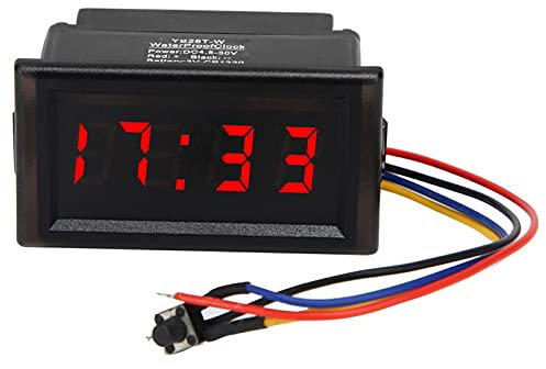 Fydun Automotive Innenraum DC4.5-30V Wasserdicht Staubdicht Auto Elektronische Uhr LED Digitalanzeige (Rot) Auto Elektronische Uhr