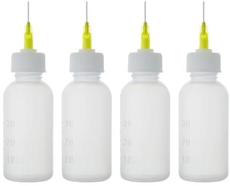 iplusmile Needle Bottle Applicator, Glue Bottle, 30ml Squeeze Bottle with Fine Tip Glue Dropper Dispenser for Gluing Quilling DIY Crafts Liquid, Glue Oil, Acrylic Paint (4pcs)
