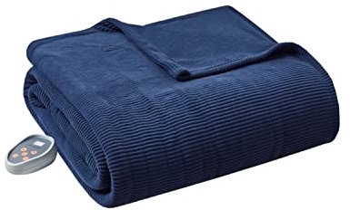 Beautyrest Heizdecke Luxuriöses Mikro-Fleece mit ultraweicher Rippstruktur, bequemer und bequemer Bezug für kaltes Wetter, schnelles Aufheizen, automatische Abschaltung, 20-stufige Wärmeregler