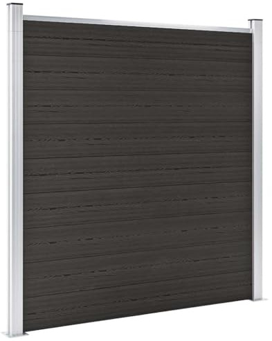 vidaXL Zaunelement Gartenzaun Sichtschutzzaun Lamellenzaun Windschutz Zaun Windschutzzaun Terrasse Stecksystem Lärmschutz WPC 180x186cm Schwarz