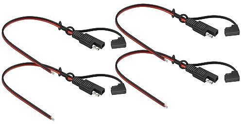 zdyCGTime 18AWG 2Pin SAE cordon d'extension à déconnexion rapide avec capuchon anti-poussière,Câble SAE de fil de prise de batterie solaire,convient aux motos,voitures,tracteurs,etc.(4Pièces/30cm)