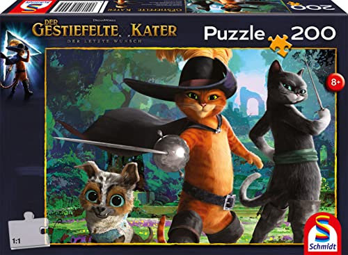 Schmidt Spiele Kater 56444 Der gestiefelte Karter, Bereit für EIN Gefecht, 200 Teile Kinderpuzzle, Schwarz