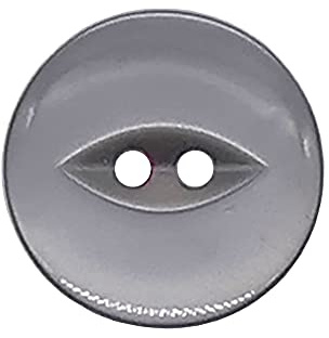 The Bead Shop 20 Pack Round Fish Eye Buttons, Baby Buttons, Sewing, Knitting & Crafts - Grey 19mm / 30 Lignes