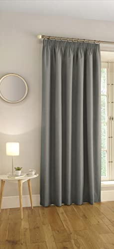 Enhanced Living Harvard Grey Thermal Insulated 100% Blackout Tape Top Door Curtain (168 x 214cm)