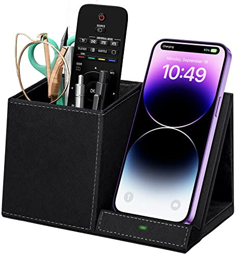 ExtreLife 2-in-1 Pen Holder with Wireless Charger, Compatible with iPhone 16/15/14/13/12/11/8 Series, Pencil Holder for Desk Home Office, Men Gift Husband Wife Anniversary Dad Birthday Idea Gadget