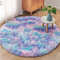 MARATIP Plüsch Teppich Rund, Flauschiger und Weicher für Wohnzimmer, Schlafzimmer, Kinderzimmer - Modernes Design für Kinder und Mädchen (Blau Lila, Ø 100 cm Runde)